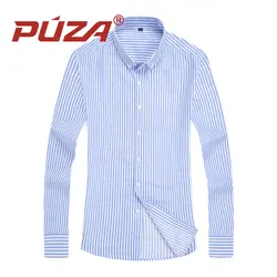 PUZA новый осень модный бренд Для мужчин одежда Slim Fit Для мужчин рубашка с длинными рукавами Для мужчин плед хлопок Повседневное Для мужчин