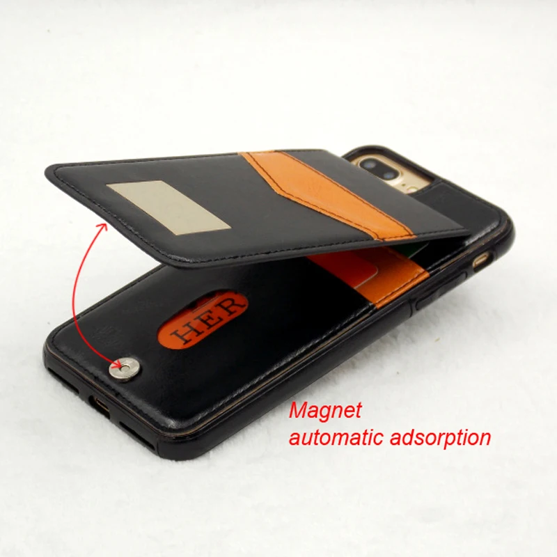 For iphone 7 Vertical Flip Card Holder Leather Case For iPhone 7 Plus 7Plus Brand Retro Cover Phone Bag Case 4.7\