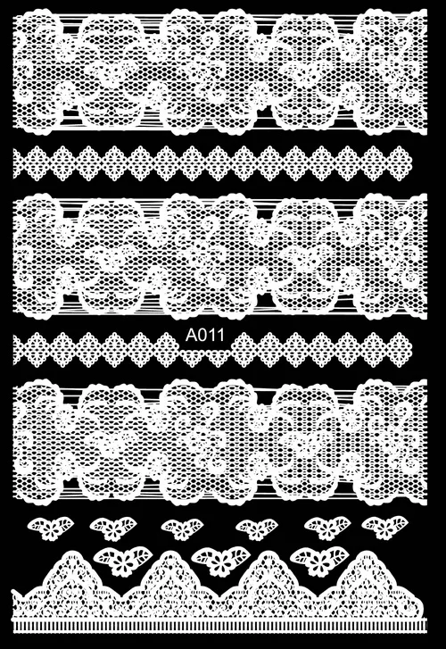 Роскошный стикер для дизайна ногтей, кружевной цветок, белый дизайн, лента для маникюра, самоклеющиеся Фольга для ногтей, наклейки, 3D, сделай сам, украшение, задний клей - Цвет: A011 white