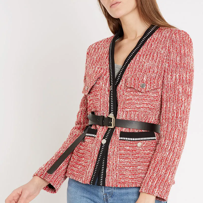 

2019 New Women Contrast Plaid Small Fragrance Coat and Jacket For Spring Autumn