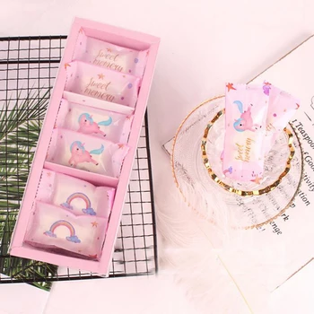 

100 Pcs Kawaii Unicorn Rainobow Pink Sugar Bag Machine Bag Nougat Packaging Candy Snack Cookies Food Cake Baking Party Gift Bags