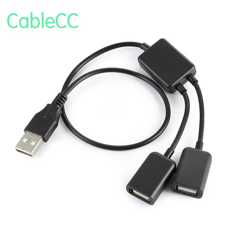 

Black USB 2.0 Dual Ports Hub Cable Bus power Two usb port can work at the same time. Length: 30cm For Laptop Macbook Notebook