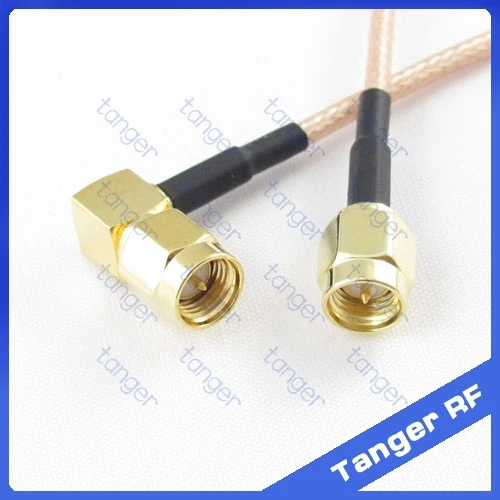 

10x SMA male to SMA male plug right angle 90 degree connector RG316 RG-316 RF Coaxial Pigtail Jumper cable 12 inch 12" 30cm