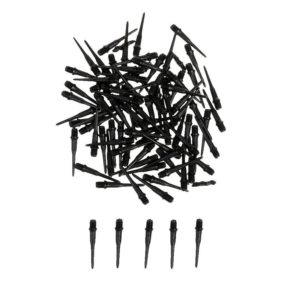 Durable High Precision 100 Packs Plastic Black 27mm Replacement Electronic Darts Soft Tips For Indoor Gaming Adult Sports Game