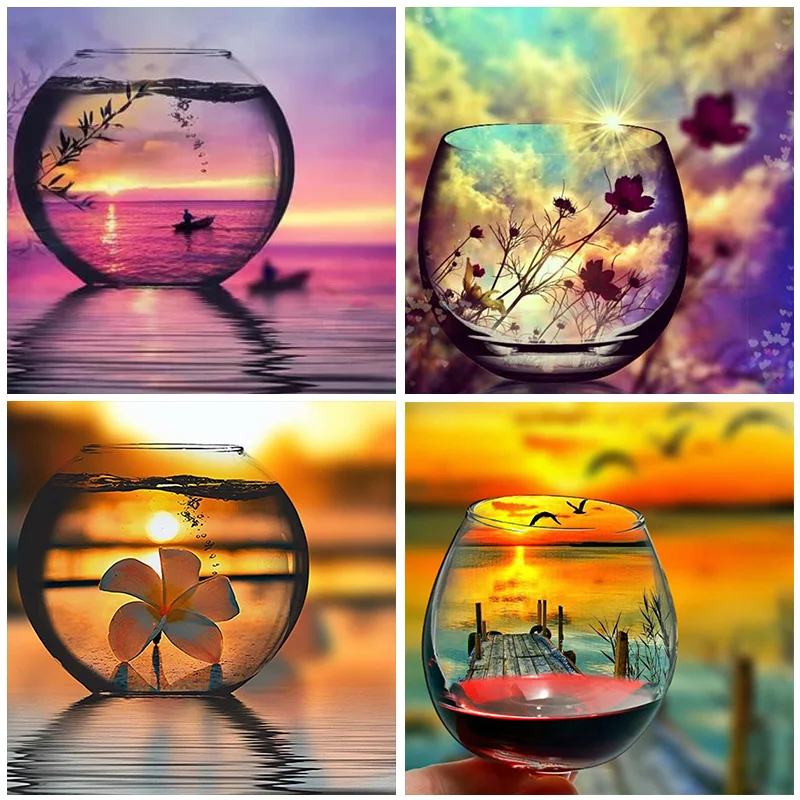 

5D Diamond Painting Glass Bottle Landscape Full Round Drill Embroidery DIY Scenery Home Decoration Mosaic Crystal handmade gifts