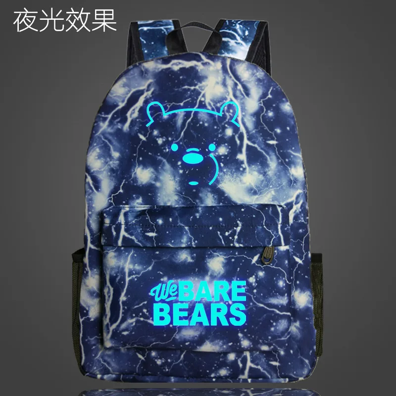 

We Bare Bears Anime Cute School Bag noctilucous Luminous backpack student bag Notebook Daily backpack Glow in the Dark Mochila