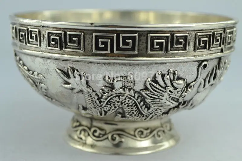 

about Vintage Tibetan Chinese Rare Collectibles Old Handwork Tibet - Silver bowl gift Wholesale 2pcs bronze Bowl sets