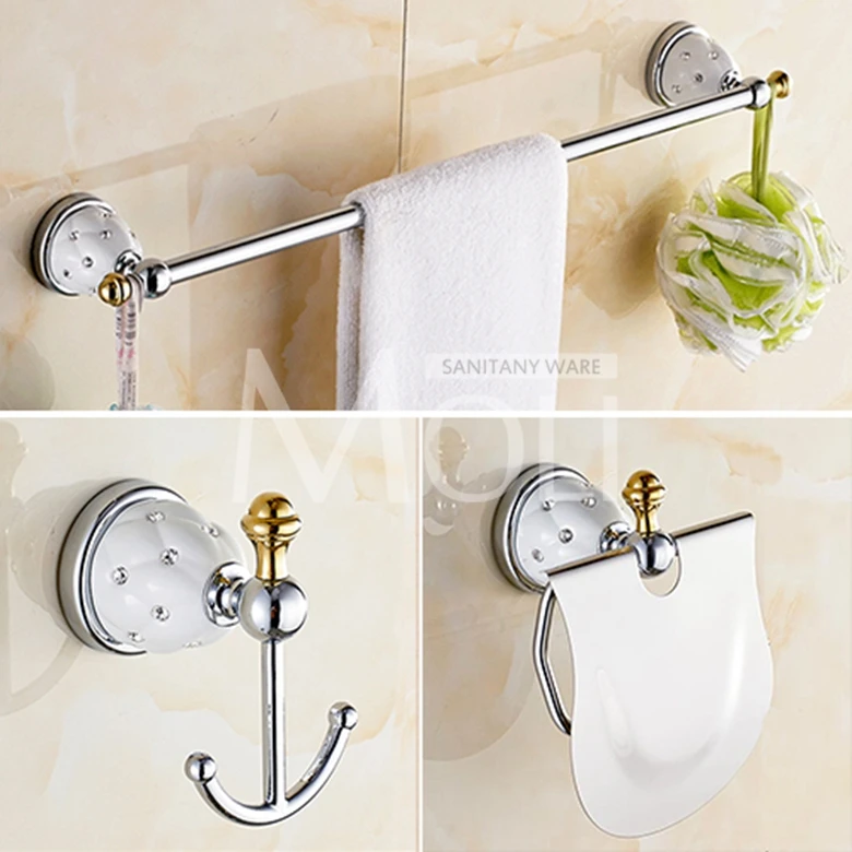 Billig Moderne glänzende bad zubehör verchromt wc papier rack handtuch bar regal pinsel halter wand halterung bad hardware set