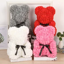 Красная роза медведь цветок Тедди 9 дюймов подарки на свадьбу День рождения Валентина искусственные цветы плюшевый медведь цветок Роза медведь цветы