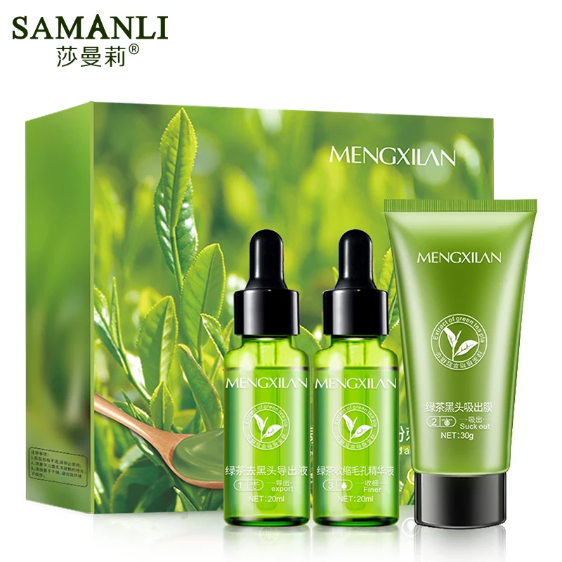 

MENGXILAN Green Tea Essence Blackhead Removal Nose Pore Cleaner Anti Acne Set Shrink Pore Deep Cleaning Oil Control Face Care