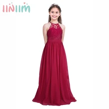 Iiniim/летнее платье с цветочным рисунком для девочек; От 4 до 14 лет Платья принцессы для маленьких девочек; платья для свадебной вечеринки; Vestidos; торжественные платья; детская одежда