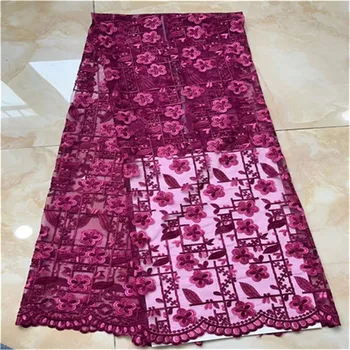 

Onion African Lace Fabric High Quality 3d French Lace Fabric With Beads Embroidery Tulle Lace Fabric For Wedding