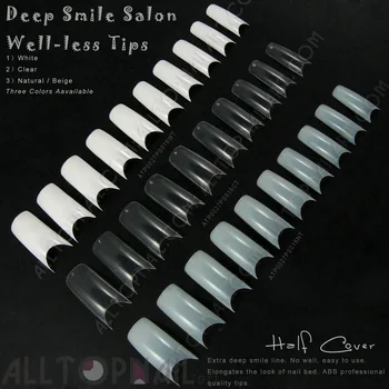 

Deep Smile 3 Colors Salon Well-less Nail Tips 600x ABS professional Quality Half Cover French False Nail Tips