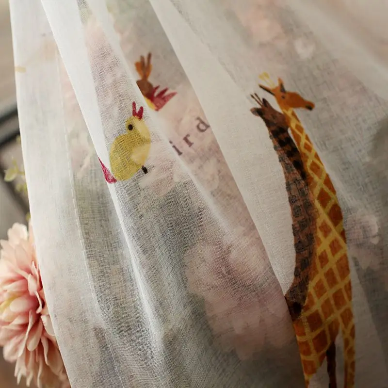 Детская мультяшная занавеска для мальчиков и девочек, занавеска для спальни, детская шторка, занавеска для окна, ткань с милым животным принтом, экранирующая ткань DF005#30 - Цвет: Transparent Tulle