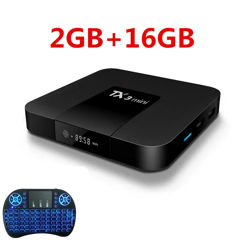 TX3 Мини Android 7,1 Smart tv BOX 2 Гб 16 Гб Amlogic S905W четырехъядерный ТВ-приставка H.265 4K WiFi Bluetooth IP tv box 1 ГБ 8 ГБ - Цвет: 2G 16G backlit keybo