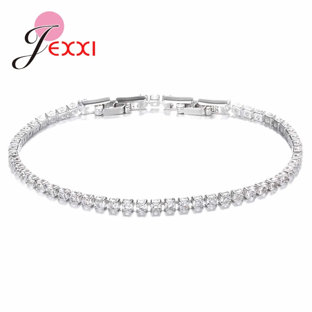 

Modern Shiny Thin Bracelets Wedding Engagement Jewelry 925 Sterling Silver Cubic Zircon Fashion Women Valentine's Gift