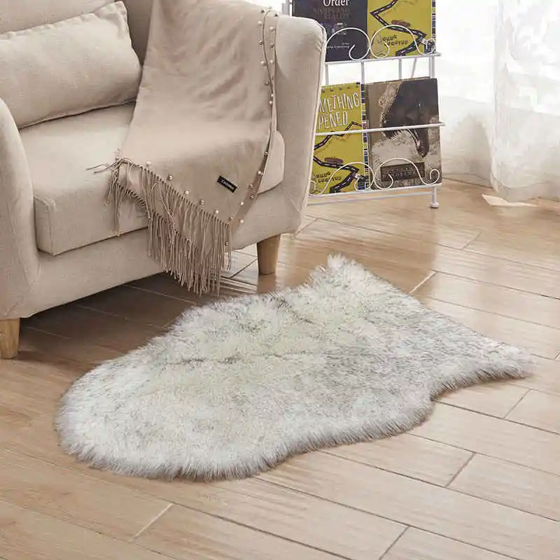 Faux Sheepskin Silky Rug Handmade Artificial Wool Carpet (4)