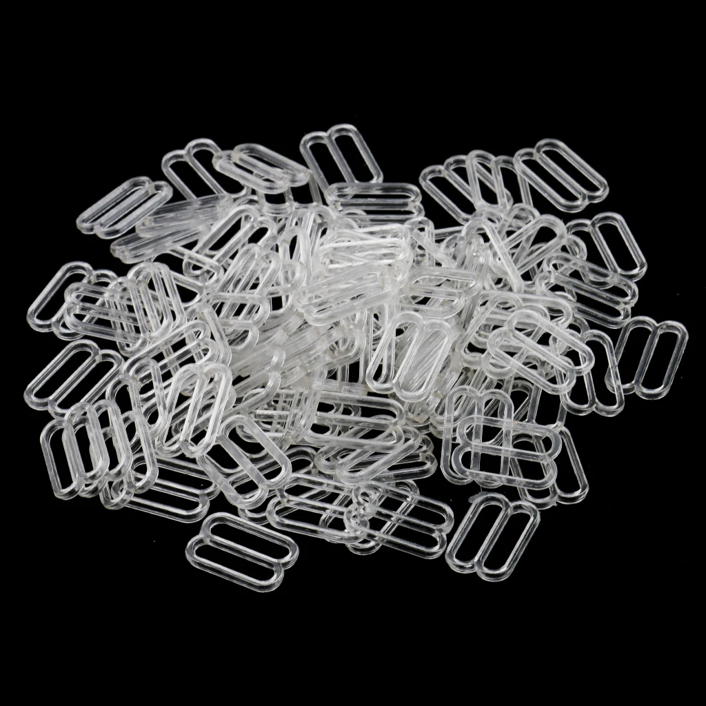 100pcs Plastic Lingerie Bra Strap Sliders Adjuster Hook for Corset Garter Bikini