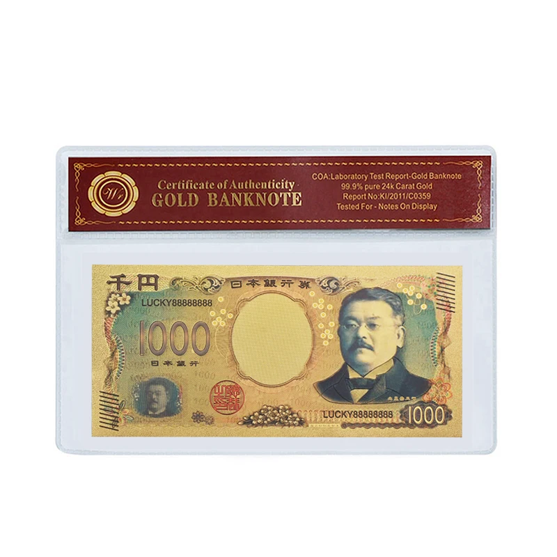 WR красочные японские Позолоченные банкноты 1000 JPY золотые для сбора