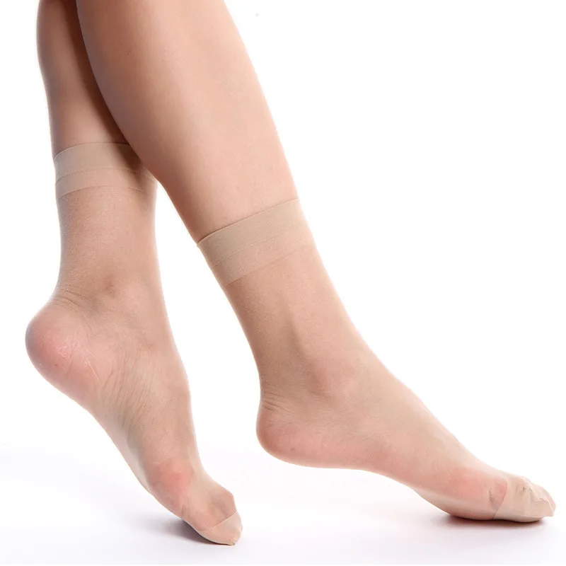 

10 Pairs High Quality Spring Summer Women Silk Socks Ultra Thin Socks Transparent Female Skin Polyester Elastic Short Socks 2017