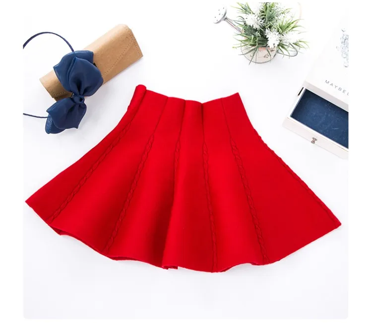 Детские юбки с бисером новая детская одежда с эластичной резинкой на талии Детские однотонные юбки из искусственной кожи одежда для маленьких девочек - Цвет: Красный