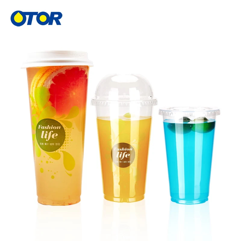 Buy 10PCS 17OZ/22OZ Disposable Plastic Cups With Lids