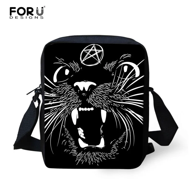 FORUDESIGNS/черные школьные сумки с принтом кота Детские рюкзаки для подростков девочек легкие школьные сумки детские школьные сумки для мальчиков - Цвет: L5069E