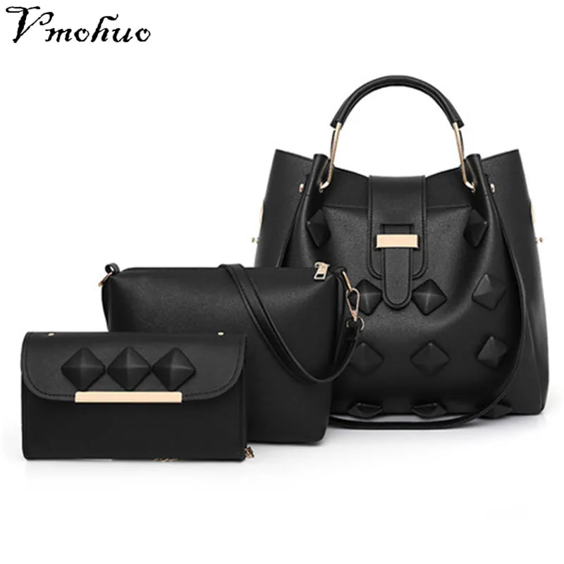 

VMOHUO 3Pcs/Sets Women Handbags Leather Shoulder Bags Female Large Capacity Casual Tote Bag Bucket Purses And Handbags Sac Femme