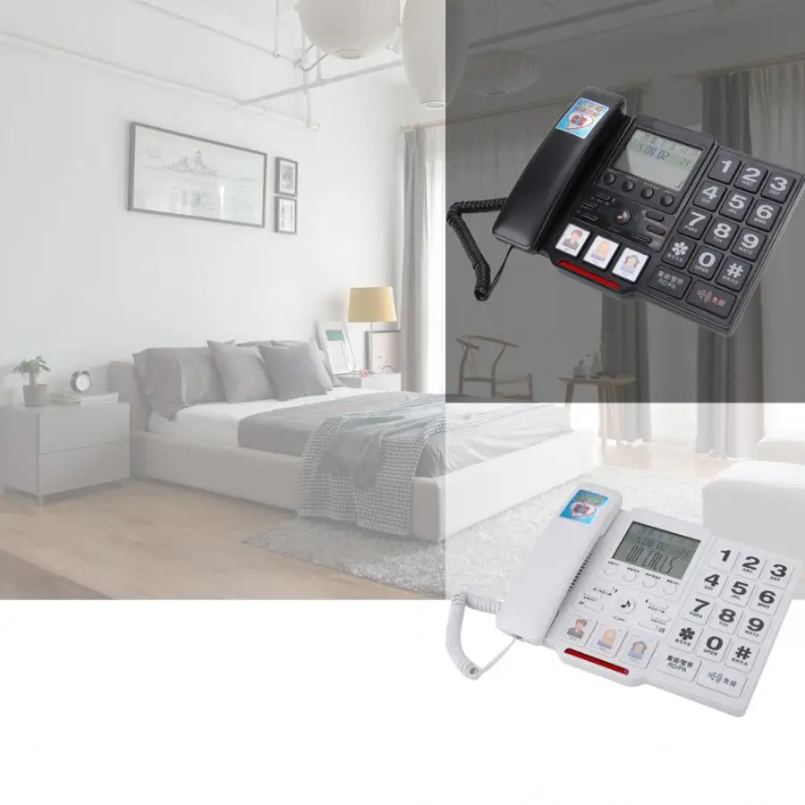 C219 Simple Style Fixed Telephone Landline Desk Phone for Home Office Desktop Telephone