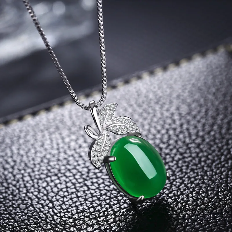 Fashion Jewelry Red Green Stone Pendant Necklace For Women Crystal Leaf  Design silver Color Quality Jewelry