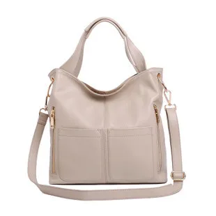 Высококачественные новые стильные женские сумки для покупок из натуральной кожи, женские сумки через плечо, модные сумки через плечо - Цвет: Бежевый