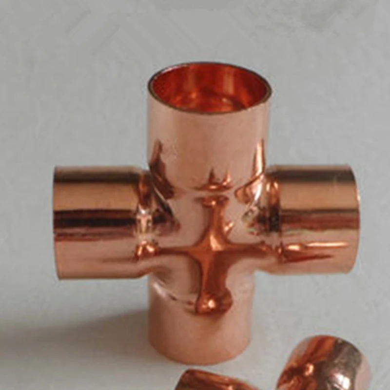 1pcs 22mm/15mm Copper Equal Cross Four Way Tube End Feed Pipe Fitting For Gas Water Oil Hardware