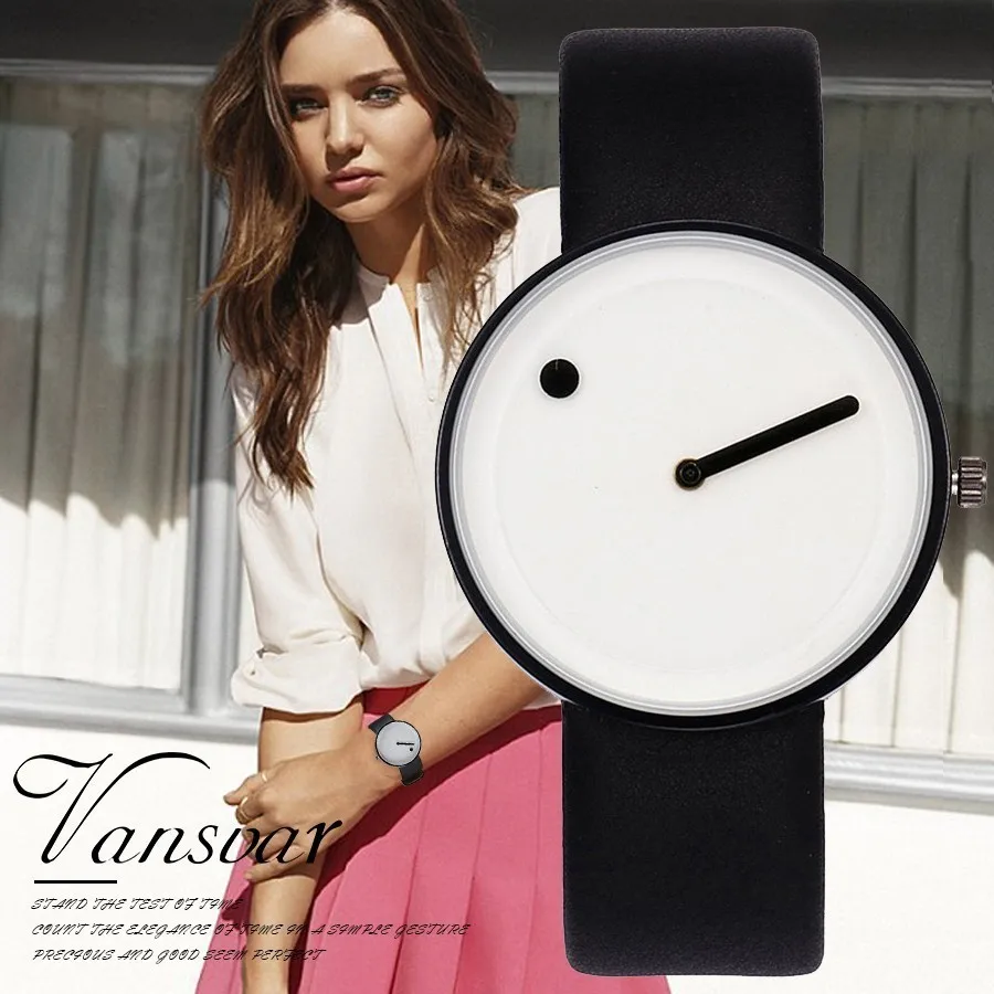 

Vansvar Brand Minimalist Style Wristwatches Creative Design Dot and Line Simple Face Quartz Watches Gift Clock Relogio Feminino