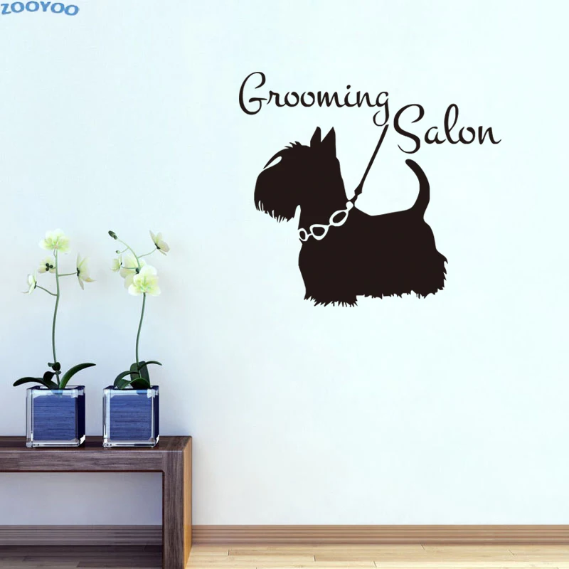 Zooyoo Grooming Salon Dogs Wall Stickers Home Decorations Pet Shop Wall Decals Funny Animals