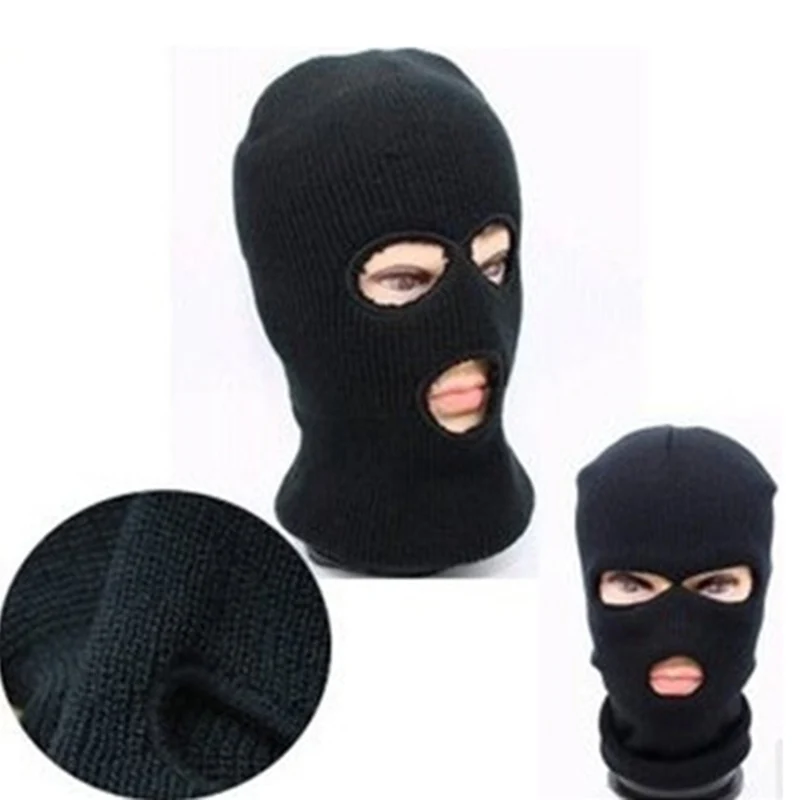 

Free Shipping Magic Women's Men's Winter Warm Black Full Face Cover Three Holes Mask Beanie Hat Cap Wholesale Cool Accessory