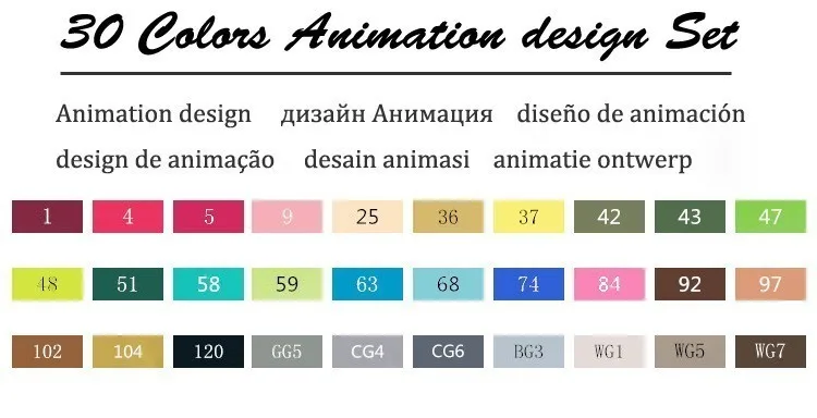 30 Animation Set TOUCHFIVE 30/40/60/80/168 Цвета маркер для рисования кисть эскиз на спиртовой основе маркеры двойная головка манга, ручки для рисования, товары для рукоделия - Цвет: 30 Animation Set