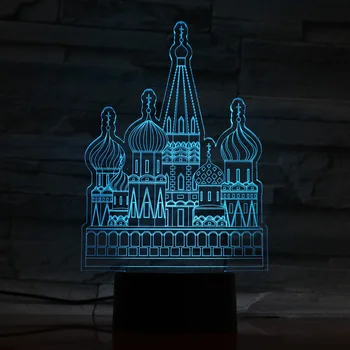 

Castle 3D LED Night Light Methacrylate plate Crafts 7 Colors Changing Table Lamp decoration Home Lighting USB Lampara Infantil
