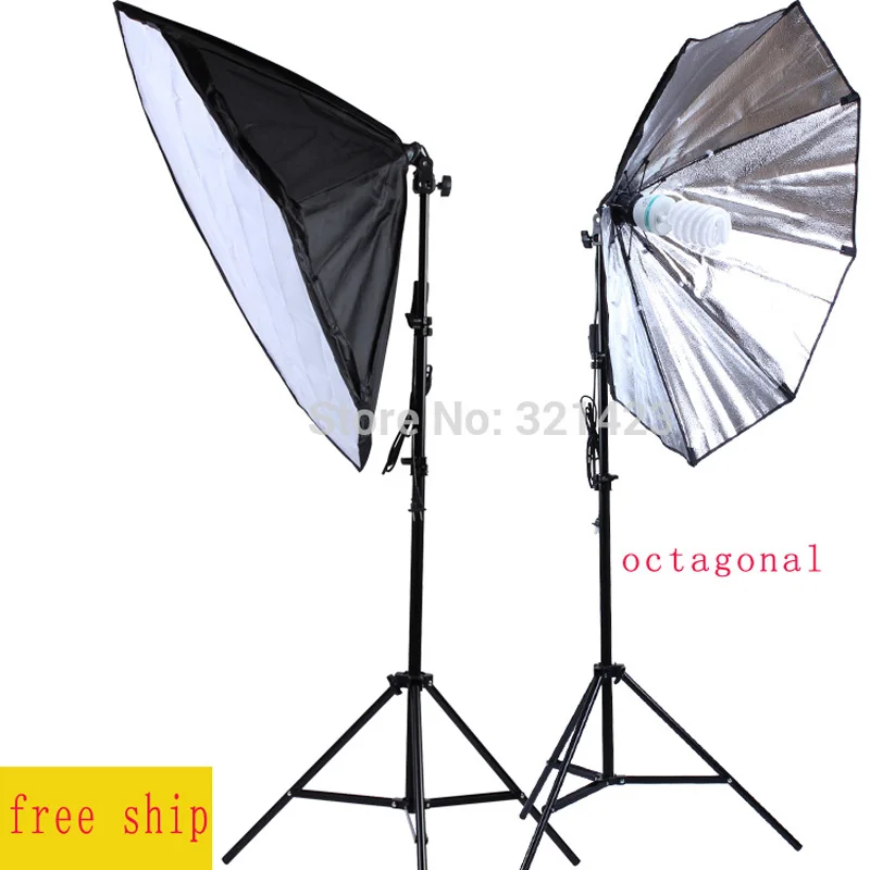 

86cm Octagon Softbox E27 Single Lamp Holder 100-240V Continuous Lighting Diffuser Soft Box 2M Light Stand 2PCS Photography Kit