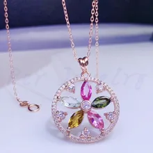 Натуральный турмалин цветок кулон 925 стерлингового серебра Прекрасные Разноцветные драгоценные камни 0.35ct* 15 шт драгоценный камень# S971807
