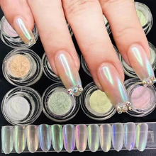 Дизайн 12 цветов волшебная фея телесного цвета порошок для ногтей Аврора Лазерная голографическая пудра для самодельные Украшения для ногтей маникюр