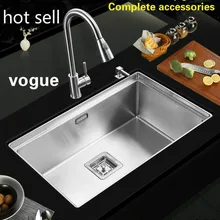 Квартира vogue кухонная ручная раковина с одним лотком тарелка 304 нержавеющая сталь Горячая Распродажа 580x430/680x430 мм