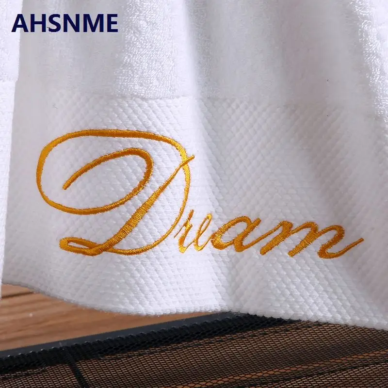 AHSNME супер роскошное белое Хлопковое полотенце 80x160 см Вес 800 г вышивка может быть выполнена по индивидуальному заказу с рисунком логотипа - Цвет: Dream