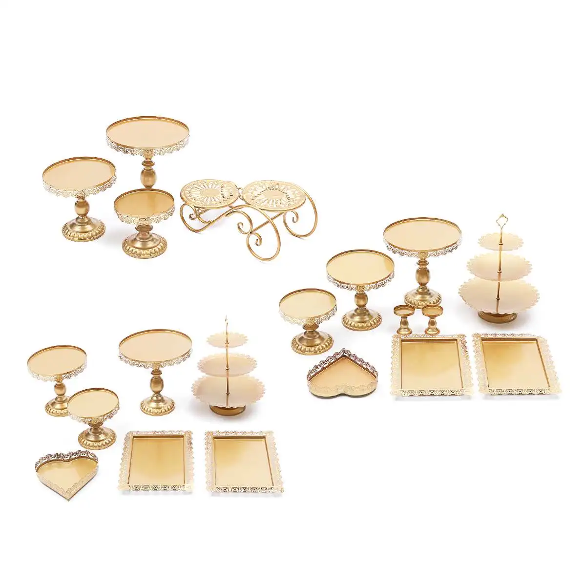 

9PCS/7PCS/4PCS Metal Iron Cake Stand Set Cupcake Dessert Display Pedestal Cake Holder Kids Birthday Wedding Party Decoration