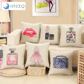 

HTEXQ Luxury little mermaid character linen printed square decorative cushion covers 45cmx45cm square pillow covers