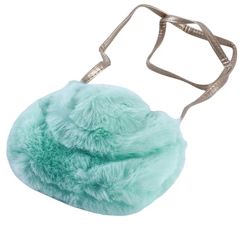 

New Winter Cute Plush Ball Bag Girl Princess Bag Purse Soft Fashion Messenger Bag Bow Hair Ball Handbag
