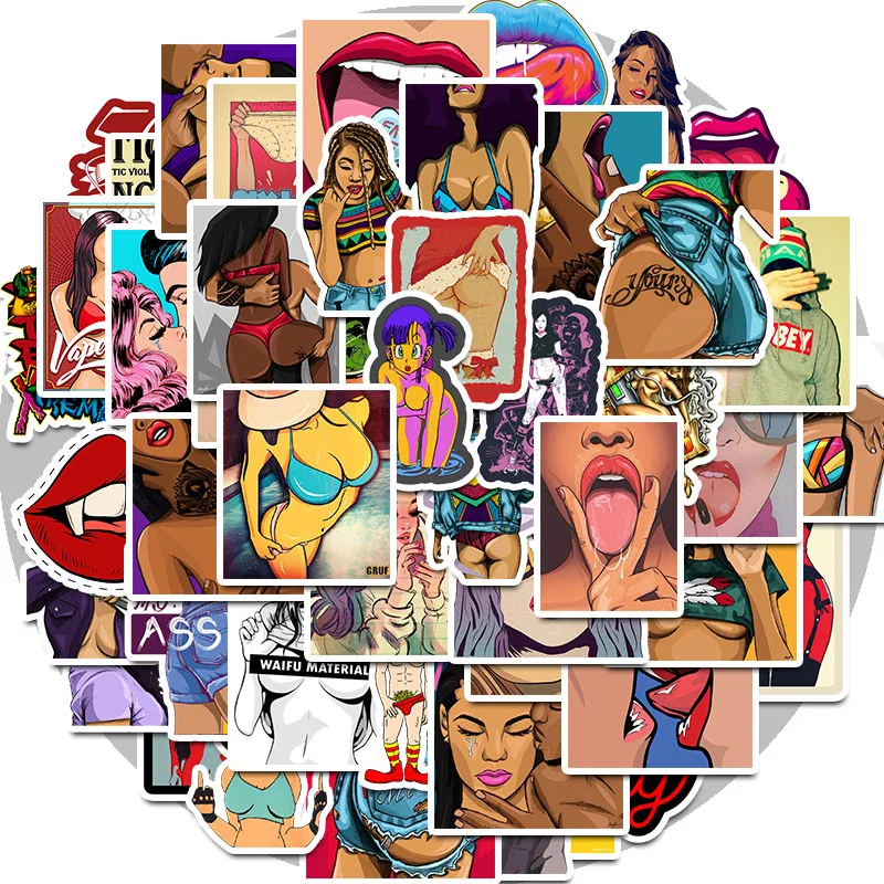 50 шт сексуальные эротические наклейки для девушек граффити наклейки s для DIY наклейки на чехол для путешествий ноутбук СКЕЙТБОРД гитара холодильник телефон багаж - Цвет: AZ036