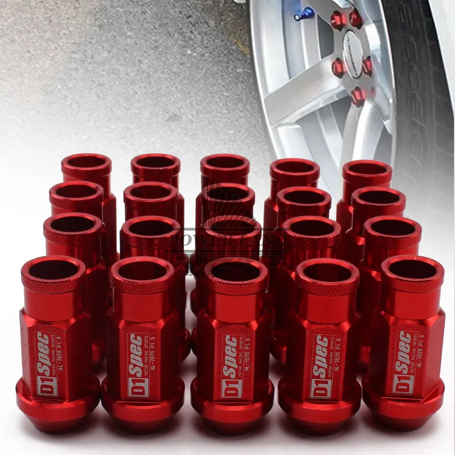 

1set Red Universal Car Styling Billet Aluminum 20pcs D1 Spec JDM Racing Wheel Lug Nuts M12X1.5/1.25 for Ford Toyota