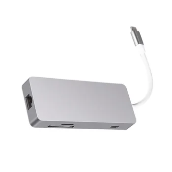 

Type C Hub 7 In 1 HDMI Adapter Multimedia Interface USB3.0 Hub Ethernet RJ45 Port HD Video Converter SD TF Card Reader for Mac