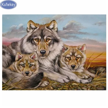 

diamond embroidery animal,diamond painting wolves family full diamond mosaic picture of rhinestones cross-stitch home decoration