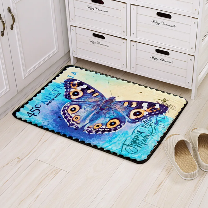 Классический старинный штамп коврики бабочка противоскользящие диски гостиная спальня ковер влагонепроницаемое и Впитывающее кухонное ковровое покрытие